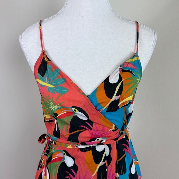 Farm Rio Toucan Tropical Wrap Maxi Dress Size XXS - Picture 3 of 7